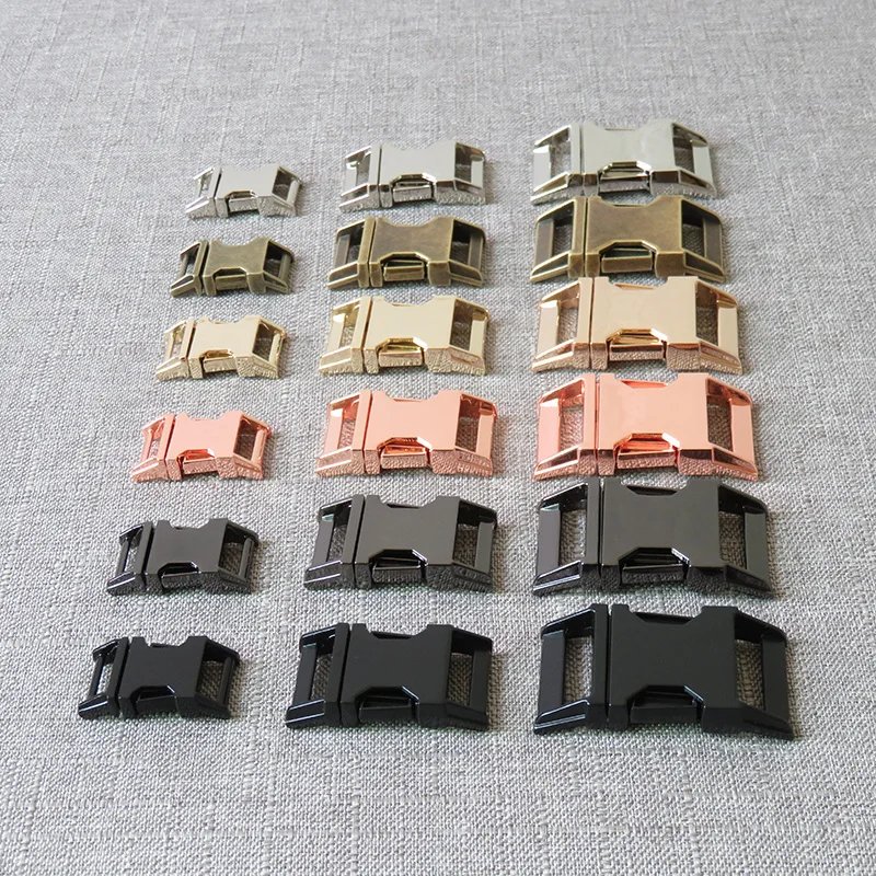 

100pcs 15mm 20mm 25mm 30mm Metal side release clasp buckle for bracelet dog cat collar snap belt straps buckle sewing accessory