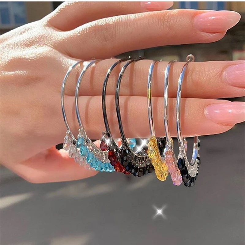 

Элегантные энергичные женские большие серьги-кольца с разноцветными кристаллами капли воды ретро-винтажные современные серьги из стерлингового серебра 925 пробы тренд 2019 серьги кольца в стиле КО Яны