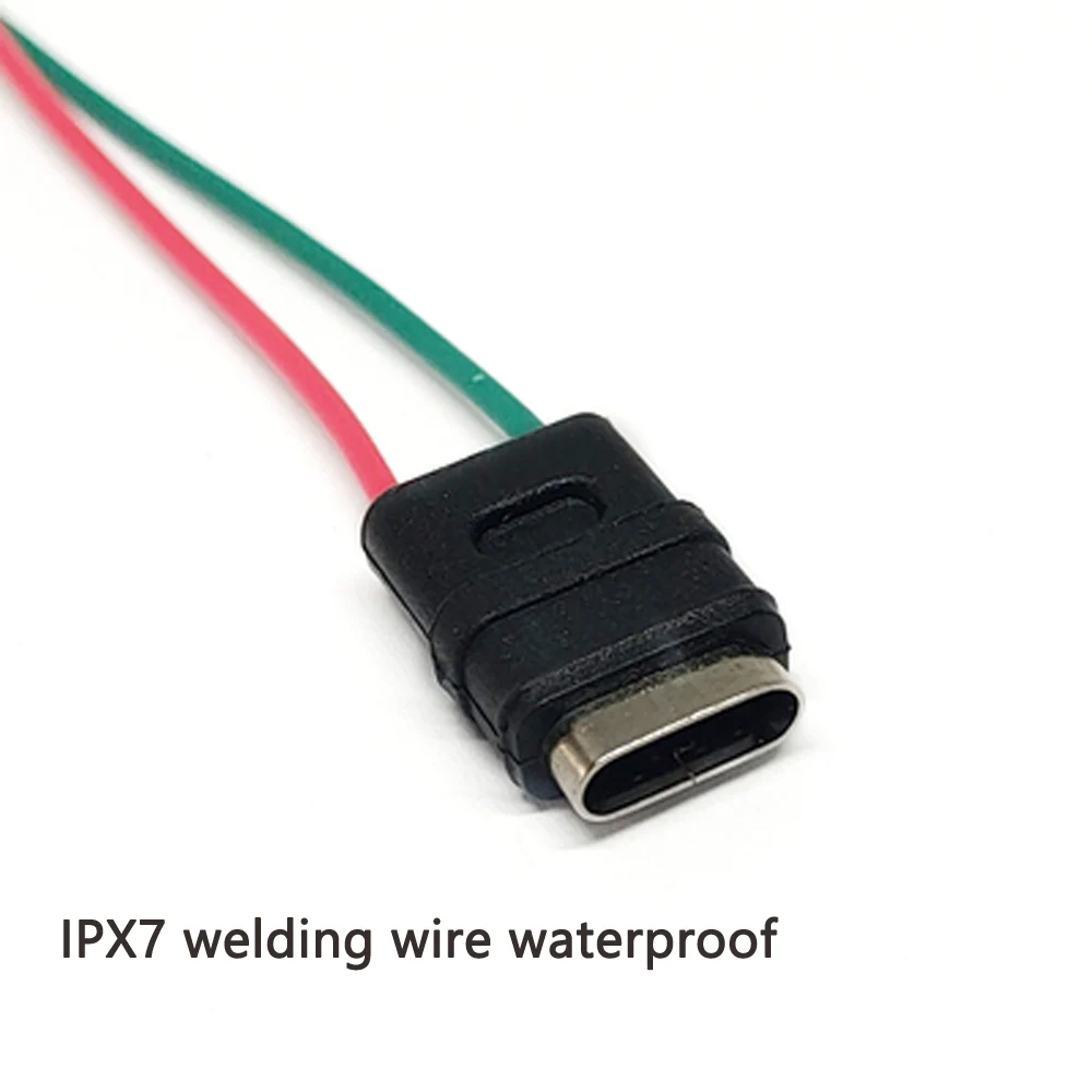 2-5Pcs Micro USB Jack Type-C  Welding Wire W Type Waterproof With Positive Negative Wires Female Connector Charging Socket