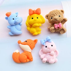 10pcs 수지 다채로운 만화 강아지 토끼 코끼리 플랫 스톤 컷 아웃 장식 활 DIY 인형 쥬얼리 액세서리 만들기