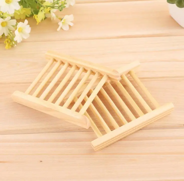 500pcs Natural Wooden Bamboo Soap Dish Wooden Soap Tray Holder Storage Soap Rack Plate Box Container for Bath Shower Plate SN210