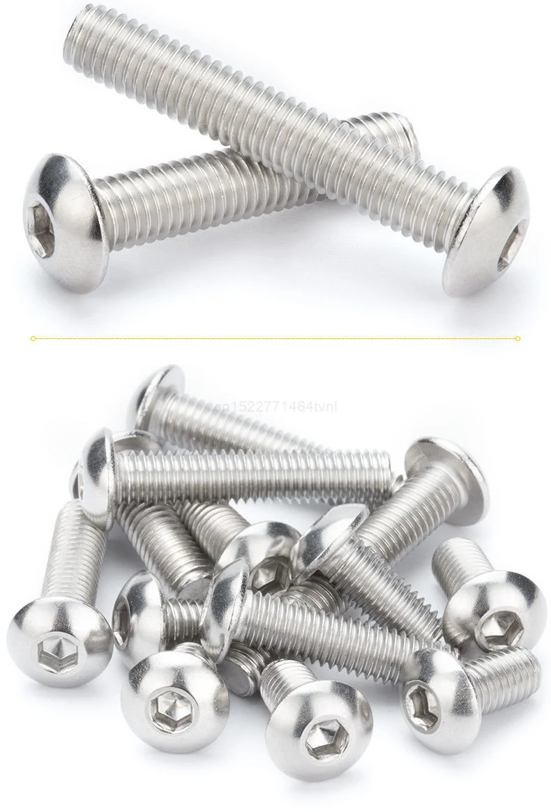 10/55pcs M2 M2.5 M3 M4 M5 M6 M8 304 Stainless Steel Hexagon Hex Socket Button Head Screw Bolts Round Head Screw Standoff ISO7380