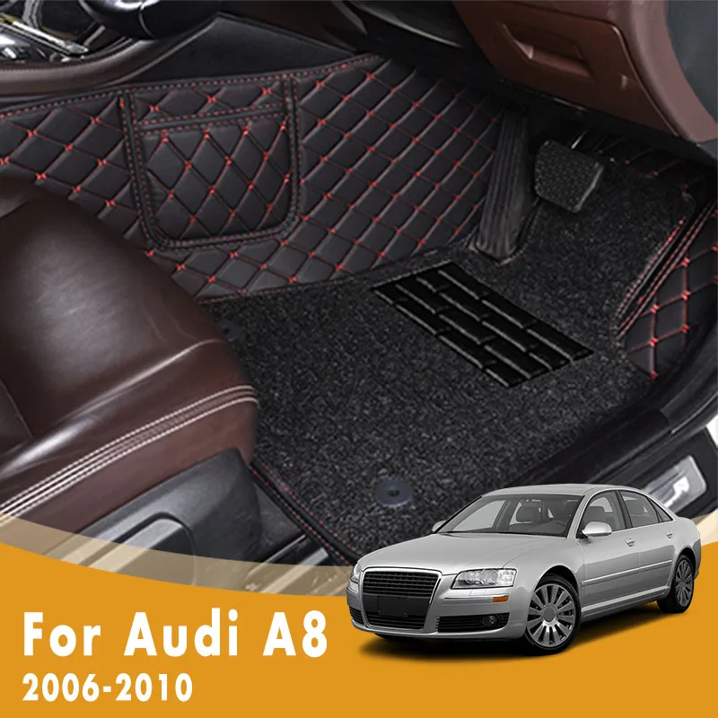 

RHD Car Floor Mats For Audi A8 2010 2009 2008 2007 2006 Double Layer Wire Loop Custom Auto Foot Pads Automobile Carpets Covers