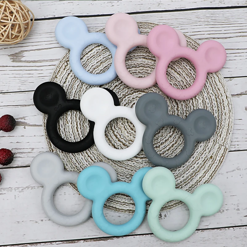 5/10pcs Baby Silicone Teether Food Grade Silicone Bead  Pacifier Clip Pendant Accessories Baby Teething Teether Toys Mickey