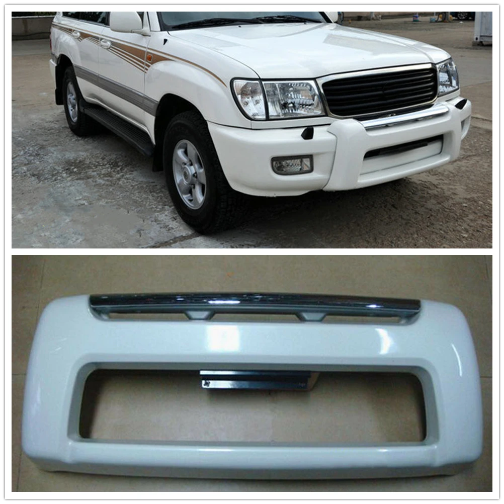 

For Land Cruiser LC100 Lexus LX470 1998-2007 Front Bumper Guard Bar Frame Exterior Replacement Hood Guardrail Bezel ABS White