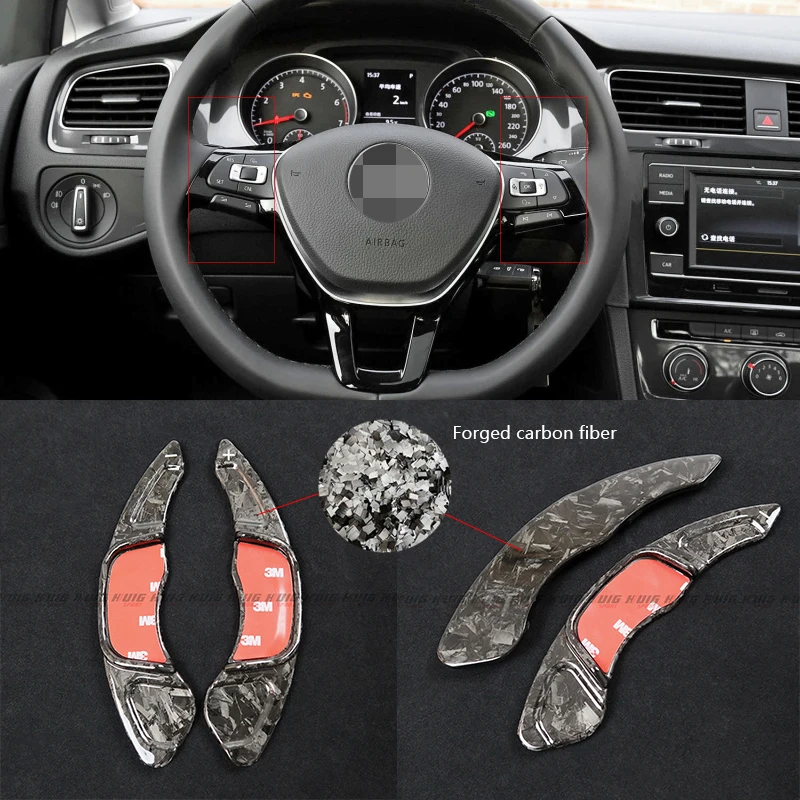 

2pcs For Volkswagen VW GOLF 7 GTI MK7 2013-2017 Car Steering Wheel Shift Paddle Extension Shifters Cover Forged Carbon Sticker