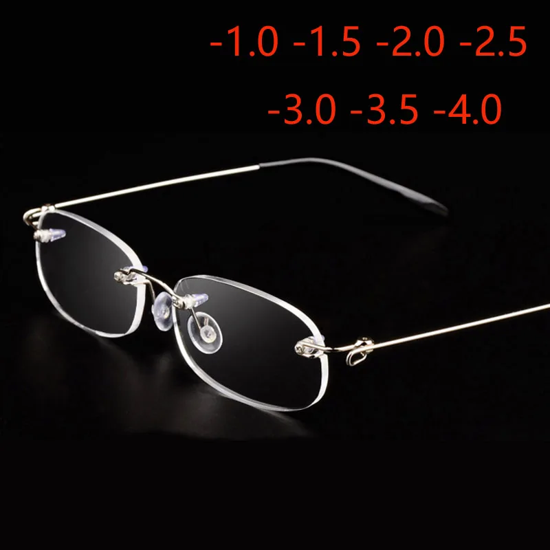 

Rimless Metal Frame Nearsighted Glasses Ultralight Shortsighted Myopia Glasses Women Men -1.0 -1.5 -2 -2.5 -3 -3.5 -4.0