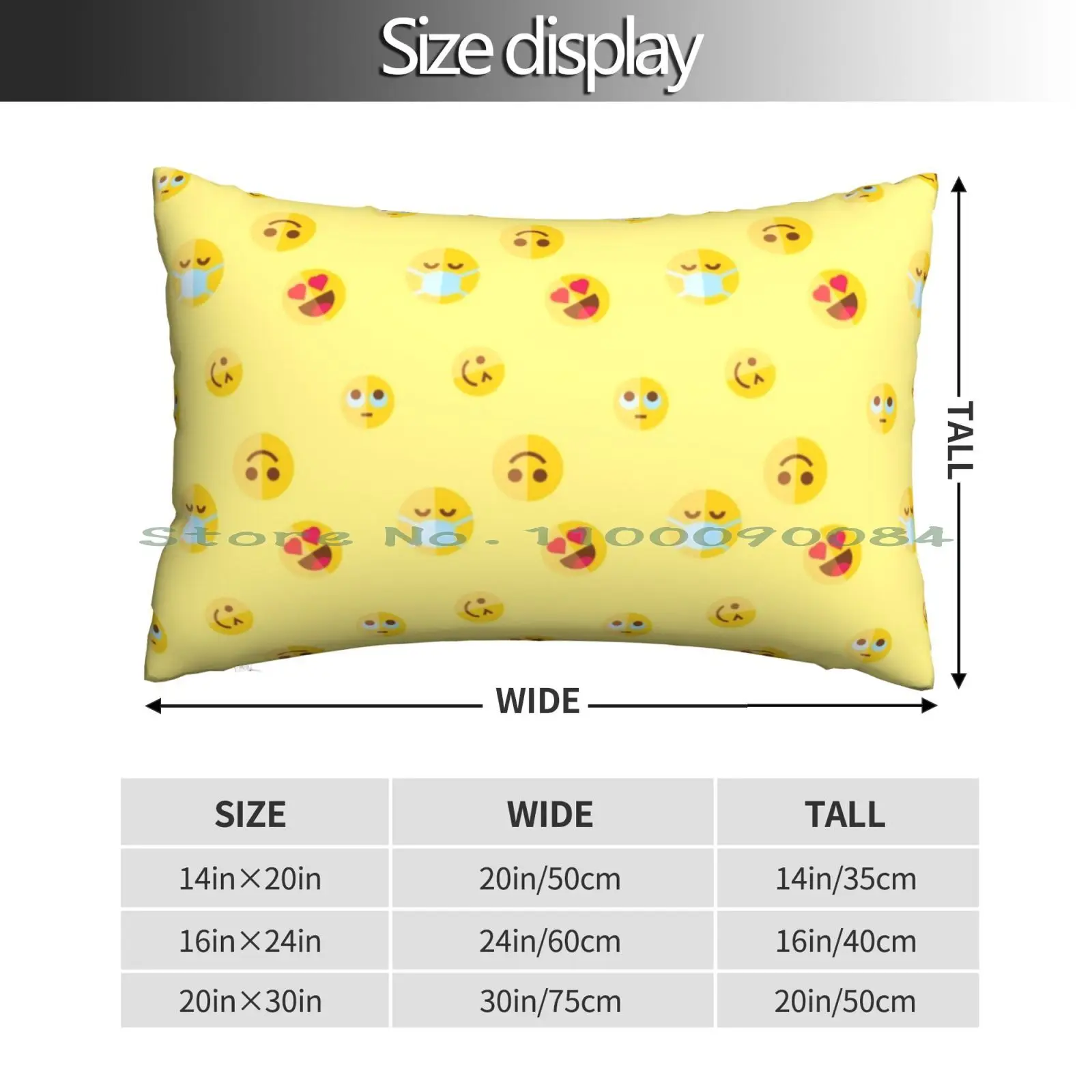 Pillow Case 20x30 50*75 Sofa Bedroom Love Hearts Smile Smirk Emotes Whatsapp Messenger Yellow Cute Long Rectangle Pillowcover