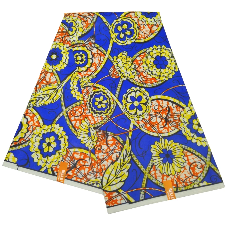 New Wax Fabric African Polyester Print Veritable Ankara Real Wax Fabric 6Yards\\set