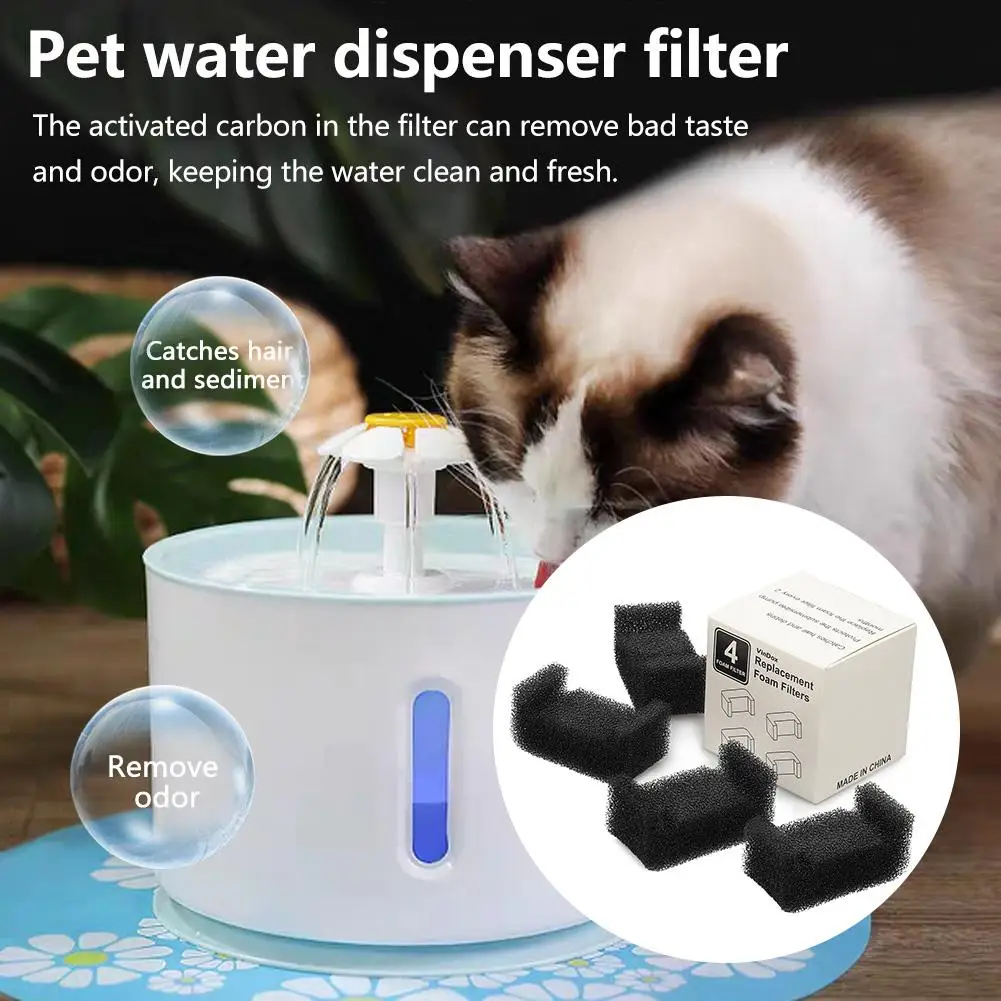 4PCS Cat Water Fountain Filter Carbon Replacement Filters for Pet Water Dispenser