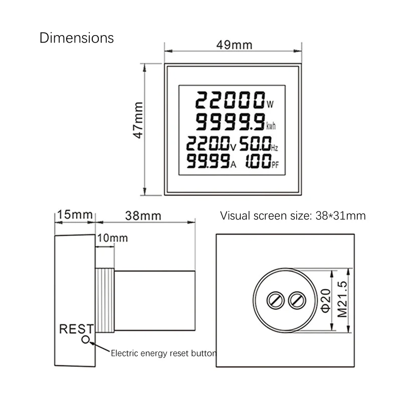 220V 380V LCD cyfrowy wyświetlacz wielofunkcyjny miernik aktywnych Watt-licznik godzin inteligentna moc zasilania monitora pamięci