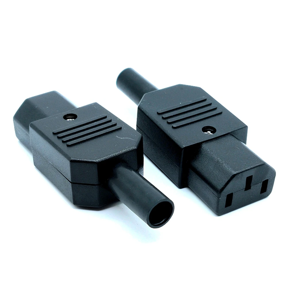 1PCS IEC Gerade Kabel Stecker Stecker C13 C14 10A 250V Schwarz weibliche und männliche Stecker Kabelmontage Power Stecker 3 pin