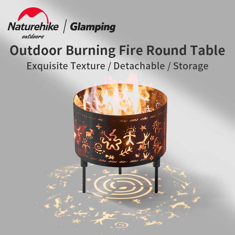 Naturehike Outdoor Atmosphere Burning Fire Round Table Warm Oneself Portable 2.08kg Camping Picnic Equipment Firewood Charcoal