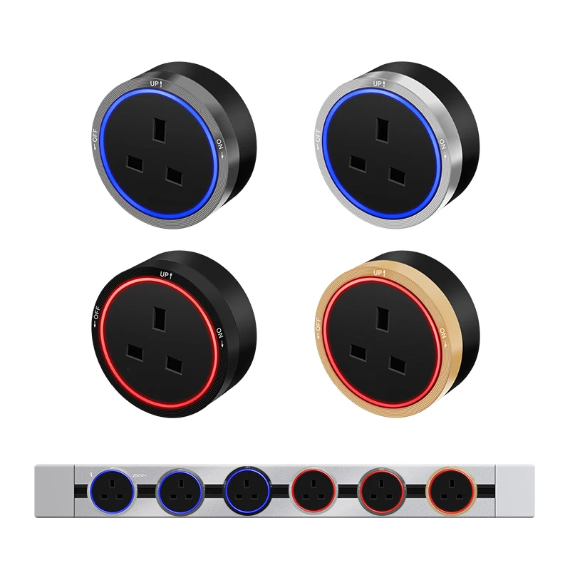 KXN Electrical Track Sockets Multi-Function EU UK AU US Universal France Adapters Plugs LED Light Aluminum Alloy Outlets