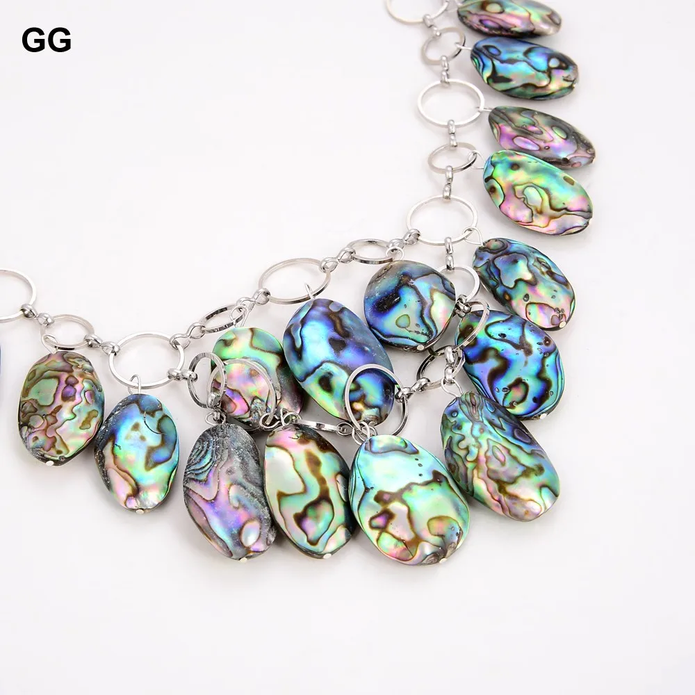 GuaiGuai Jewelry Natural 25x15MM Abalone Shell Chain Necklace