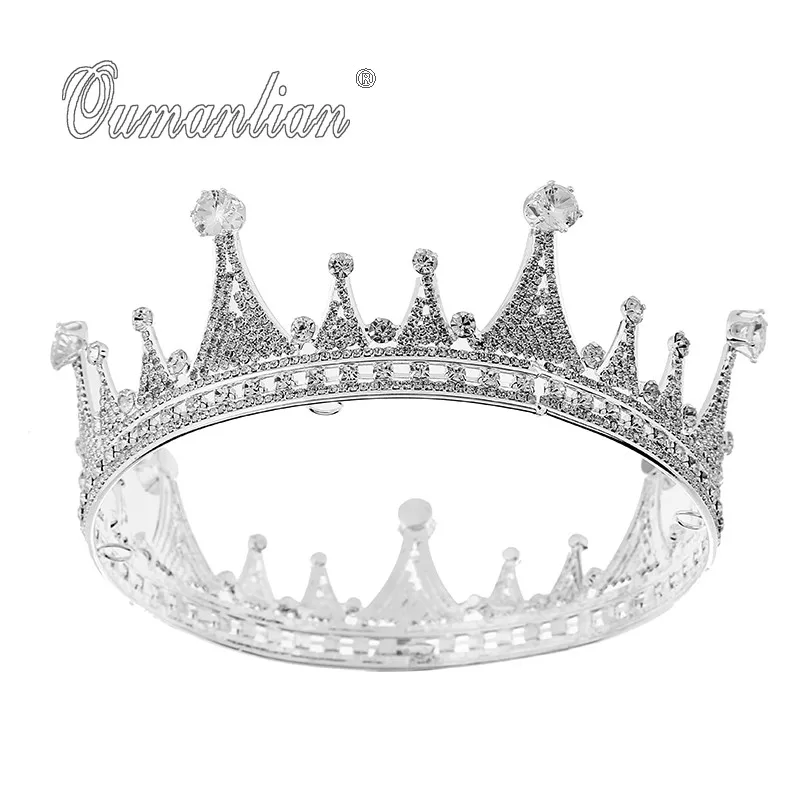 New Luxury Vintage Crystal Big Wedding Crown Bridal Tiara Party Show Pageant Hair Accessories Full Rhinestone Claw chain E133