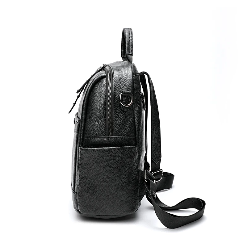 ZENCY 2024 NEW Fashion 100% Genuine Cow Leather Black Hardware Women Backpack Lady Real Top Cowhide Book Bag Style Knapsack