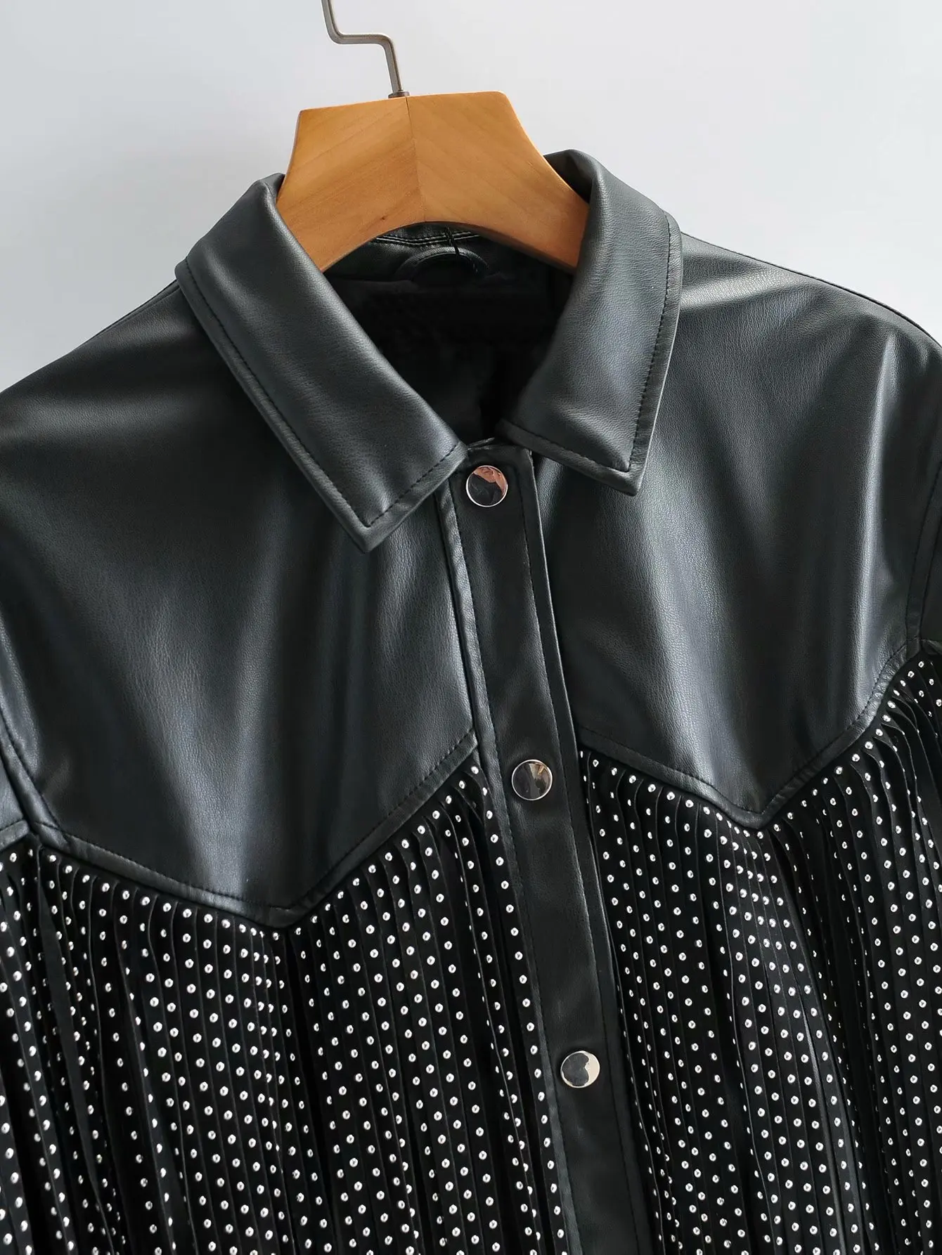 Leather Jacket Women Fringed Rivet Punk PU Leather Jacket Locomotive Short Coat Motorcycle Outerwear Ladies Female Coats Brand