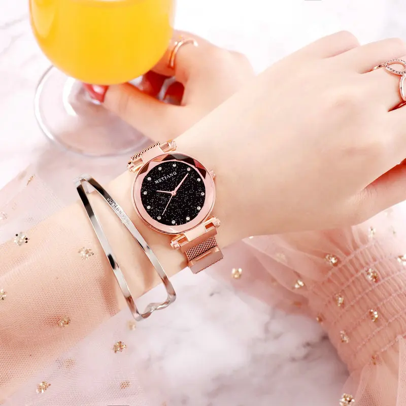 UTHAI BK20 Ladie Magnetic Star Clock Luxury Ladies Watch Fashion Diamond Women Quartz Watch Fashion Beautiful Light Luxury Watch