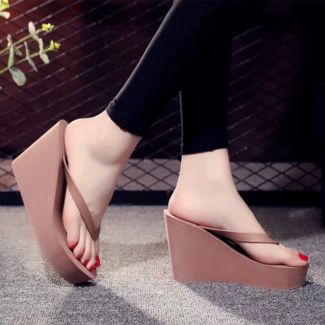 Beach Shoes Ladies Slippers Platform Slipers Women Rubber Flip Flops Heeled Mules Luxury Slides Sabot 2024 Hawaiian High AliExpress