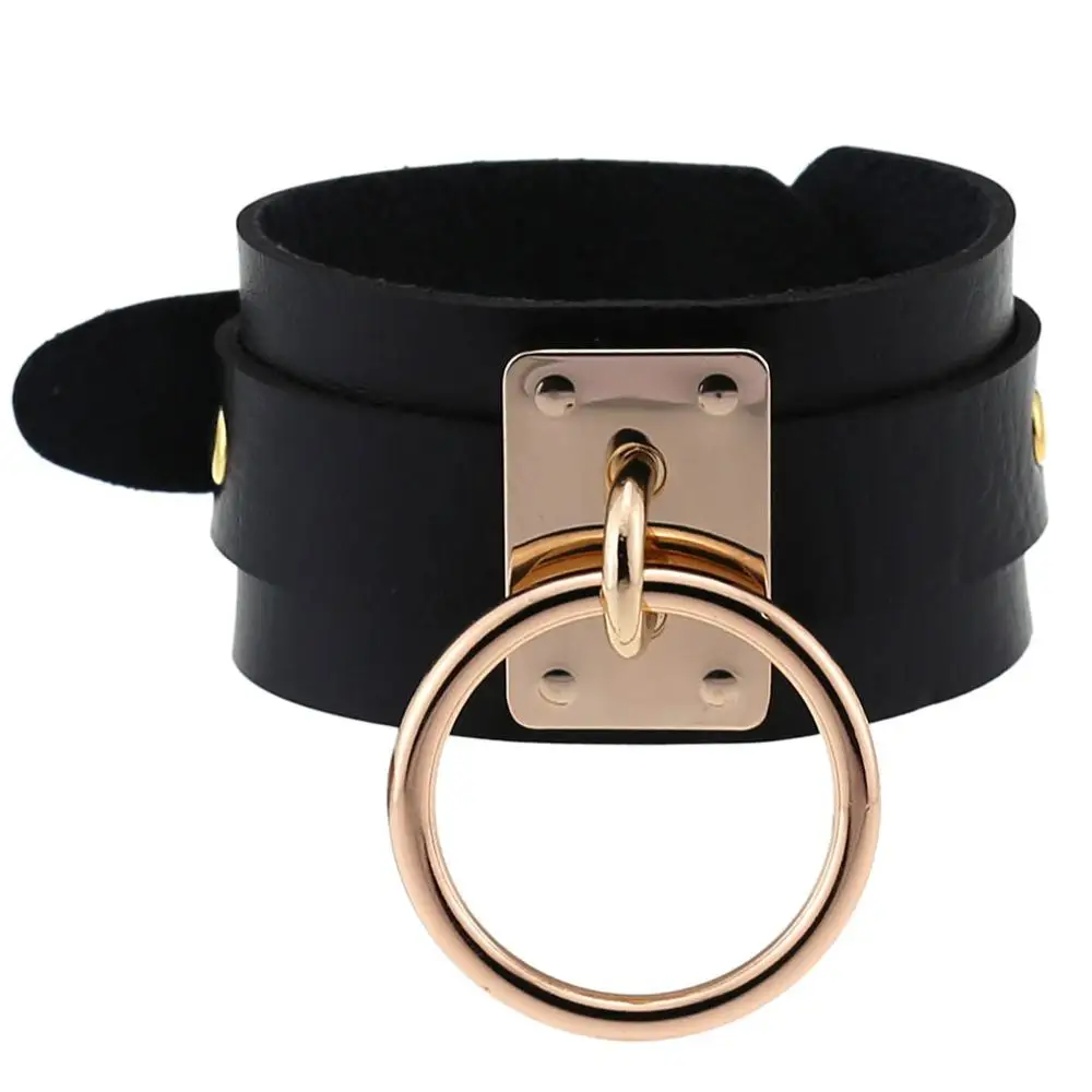 Leather Wristband Bracelet Cuff Goth Metal Armbands Gothic Punk Bracelets Women Men Emo Cosplay Jewelry