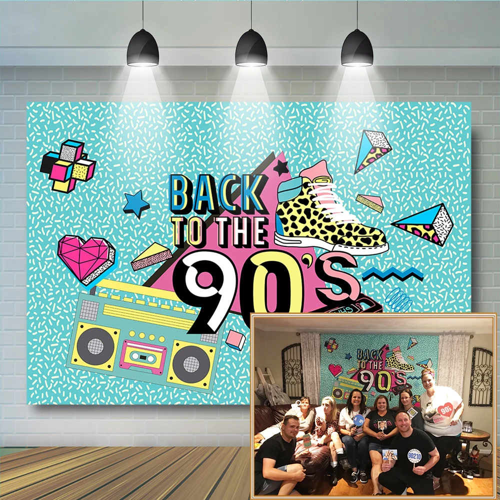 

Back to the 90s Party Photography Backdrop Hip Hop Theme Party Background Customized Old Friend Backdrops for Photo Studio