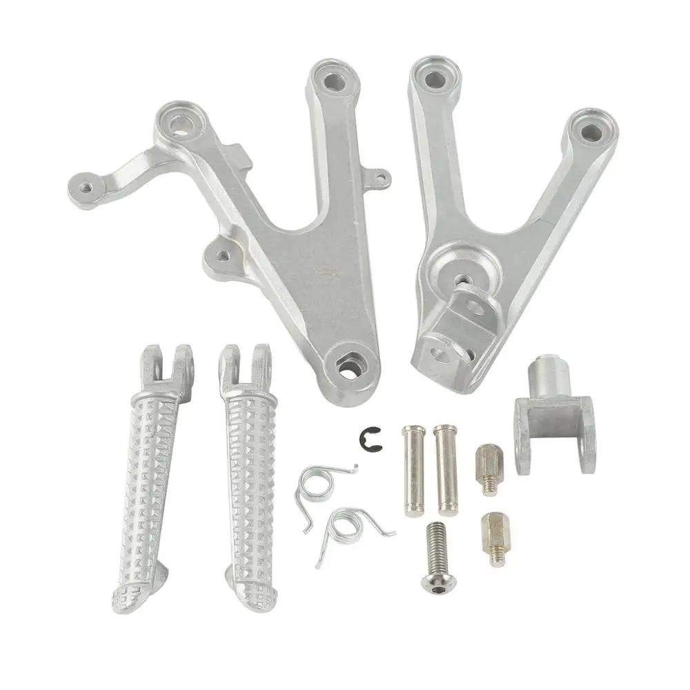 Motorcycle Front Footrest Foot Pegs bracket For Yamaha YZF R6 2003-2005 2004 YZF-R6S 2006-2009 Silver/Black