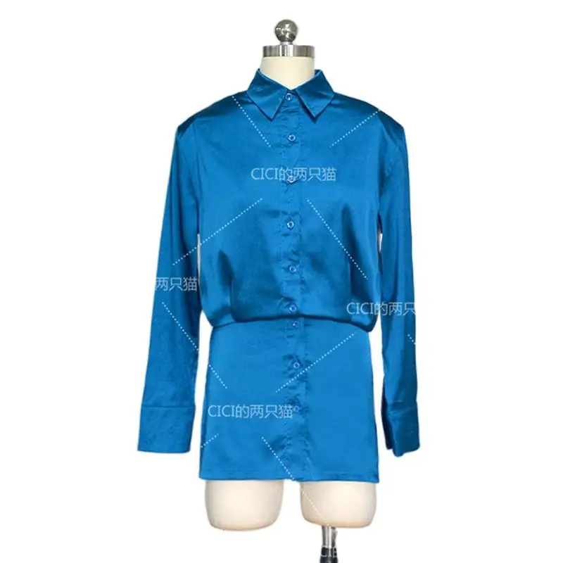 

Sexy Hip Hop Clothes Women K-pop Outfit Royal Blue Shirt Jazz Dancewear Performance Costume Concert Outfits Rave Wear JL4050