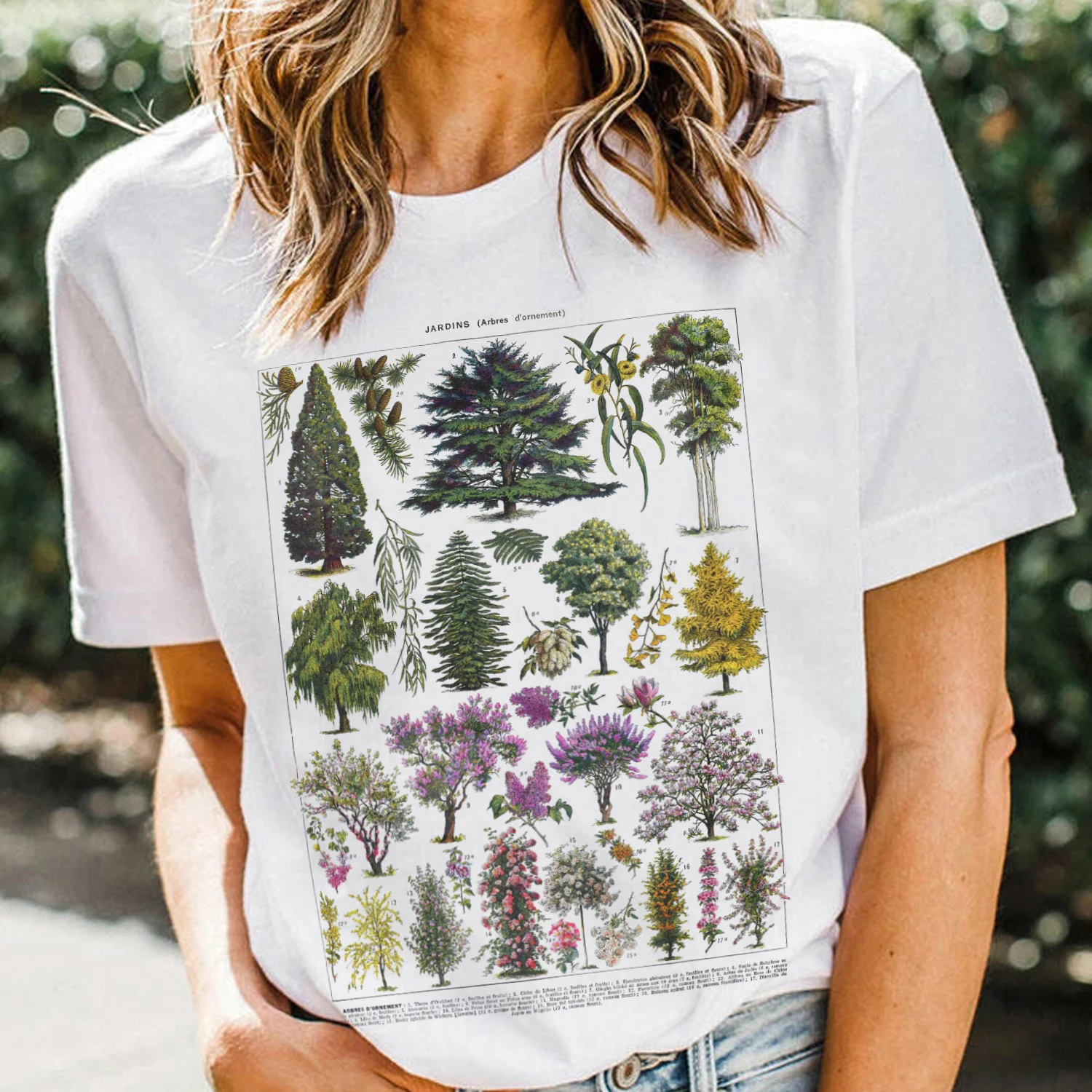 Vintage Illustration Botanical T Shirt Boho Style Floral Print Women T-Shirts Cute Ladies Tops Aesthetic Cottagecore Clothes