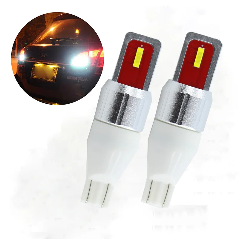 2Pcs T15 Led Bulb W16W 920 921 912 Lamp 2000LM 6SMD Super Bright Car Reverse Backup Lights 6000K White 12V Auto