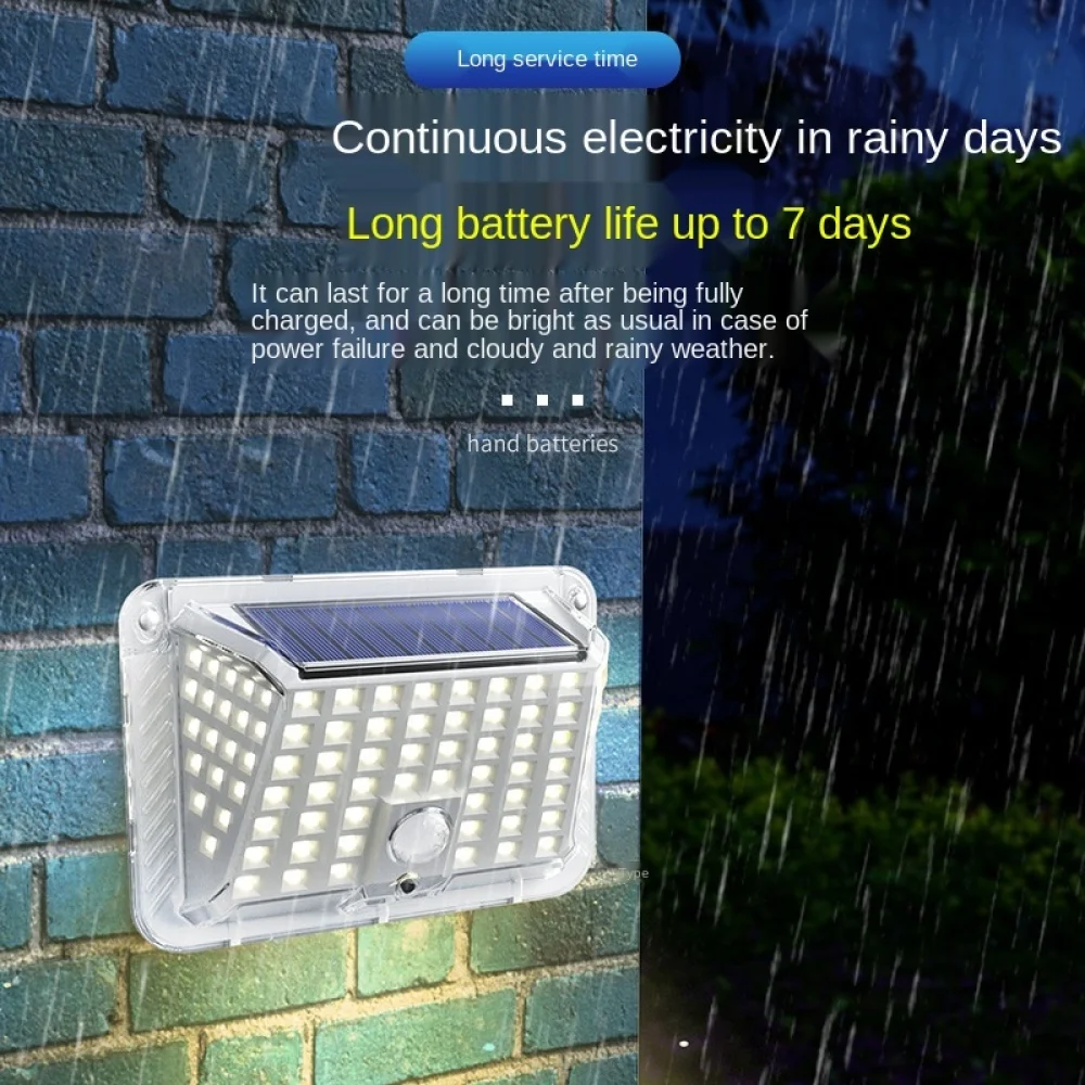 Three-sided lighting LED solar light 2021 new motion sensor street light IP65 outdoor waterproof wall light transparent shell