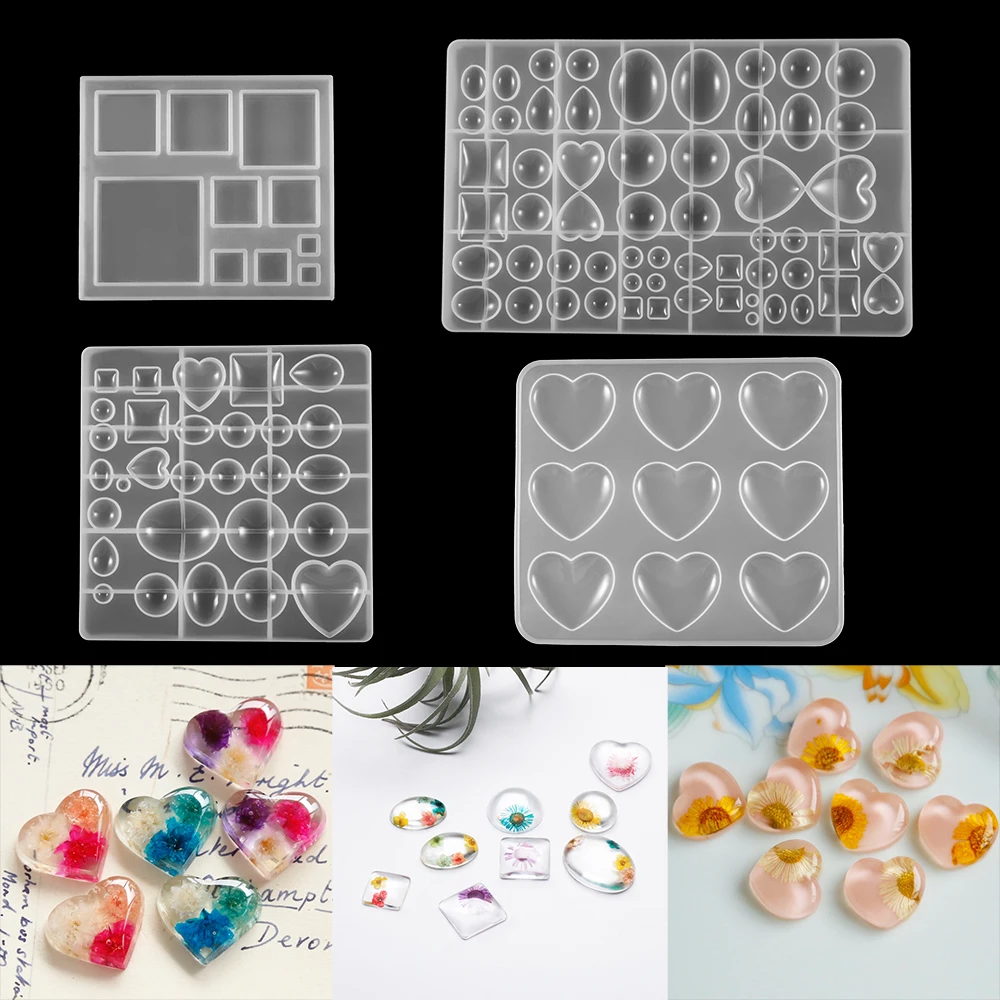 Molde de resina epoxi con forma de corazón y Media bola, colgante de silicona con forma de corazón, UV, para hacer joyas, accesorios de piezas, 1
