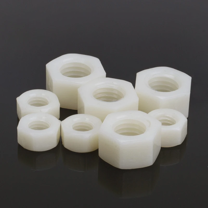 2/5/10/20pcs DIN934 White Nylon Hex Nut Hexagon Plastic Nuts M2 M2.5 M3 M4 M5 M6 M8 M10 M12 M14 M16 M18 M20