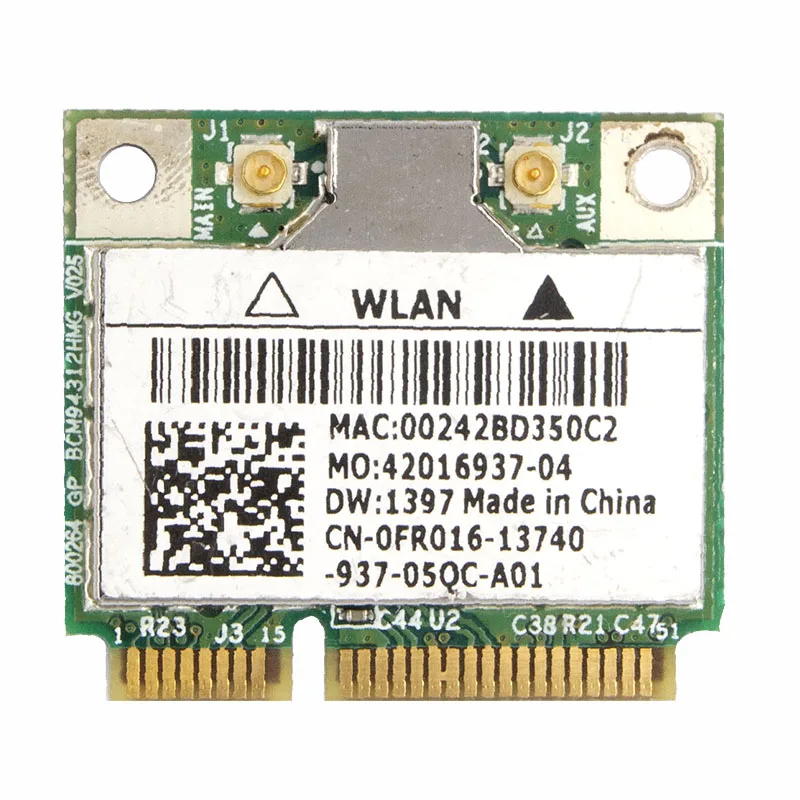 DW1397 for Broadcom BCM94312 Wireless half Mini PCI-E card for Dell Studio XPS 1450 1457 1458 1558 1745 1440 1555 1557