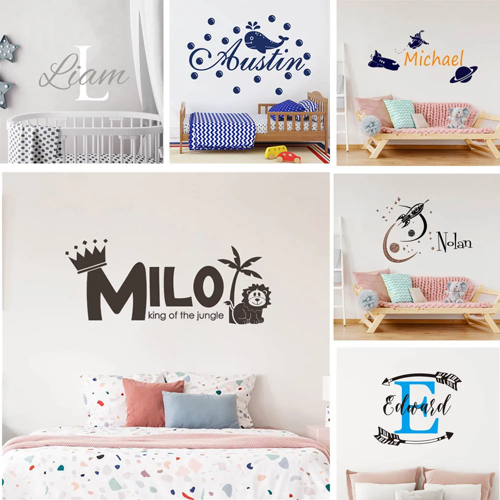 

Various designs Kid Personalized Name wall Sticker Baby Elephant Wall Decal Vinyl Sticker Children Room Nursery Decoration