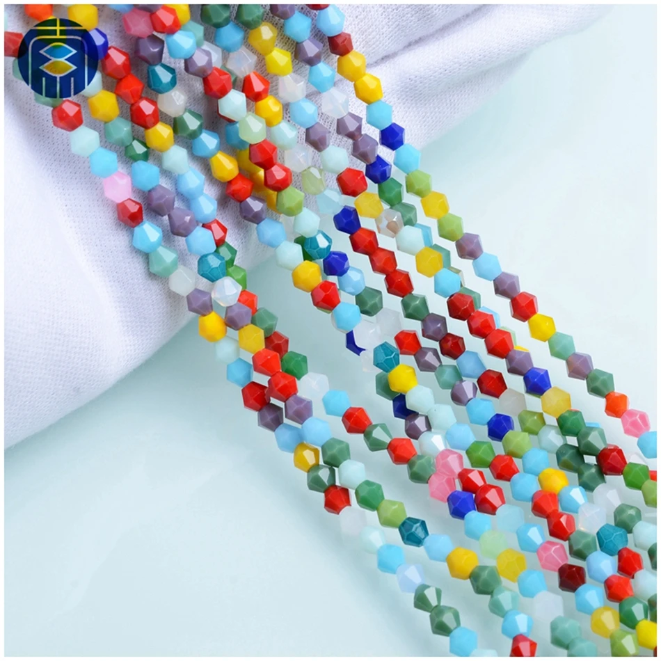 Juleecrystal 4mm Bicone Crystal Beads Colorful Mixed Glass Beads for Jewelry Making