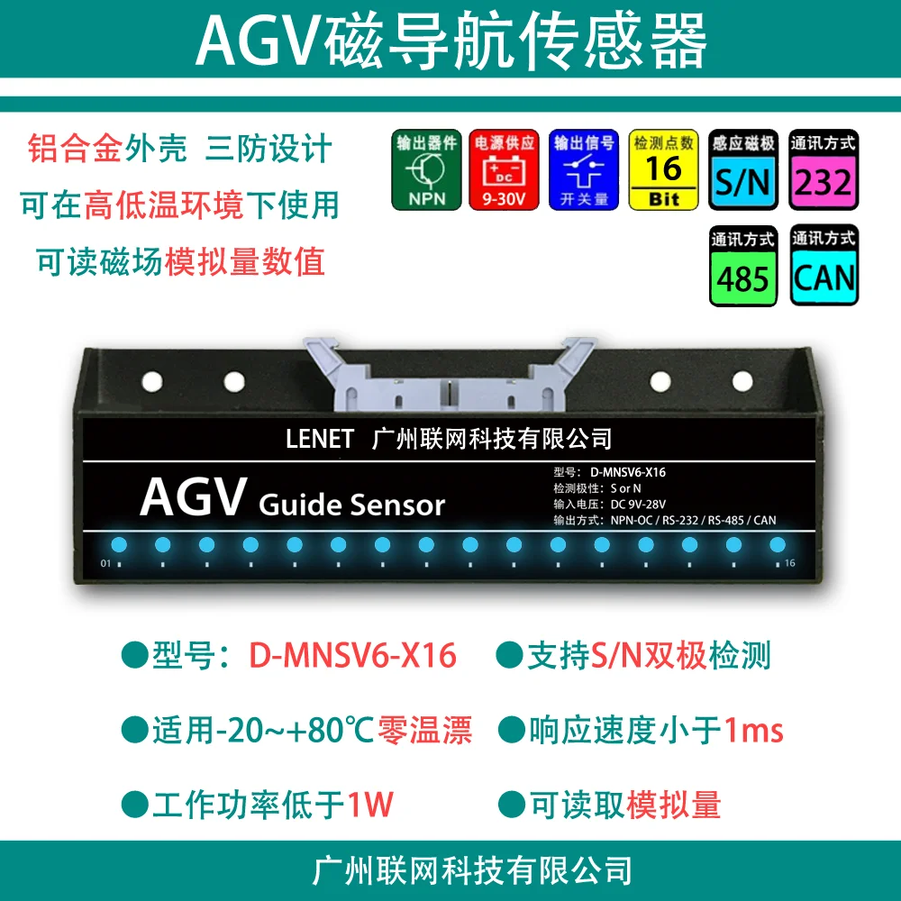 

Special magnetic navigation sensor for AGV trolley meal delivery robot 16 bit detection high sensitivity d-mnsv6-x16