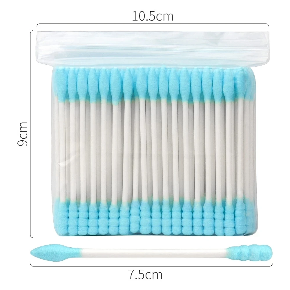 100PCS Disposable Colorful Paper Handle Cotton Swab Double Head Eyelashes Extension Cleaning Swab Makeup Clean Assist Supply