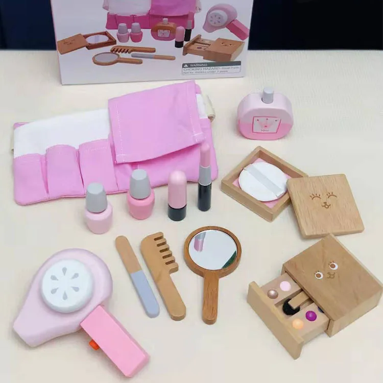 1 Set simulazione Make Up Toys For Girls Play Set gioco di ruolo in legno finta Make Up Set cosmetici giocattolo accessori di bellezza per bambini