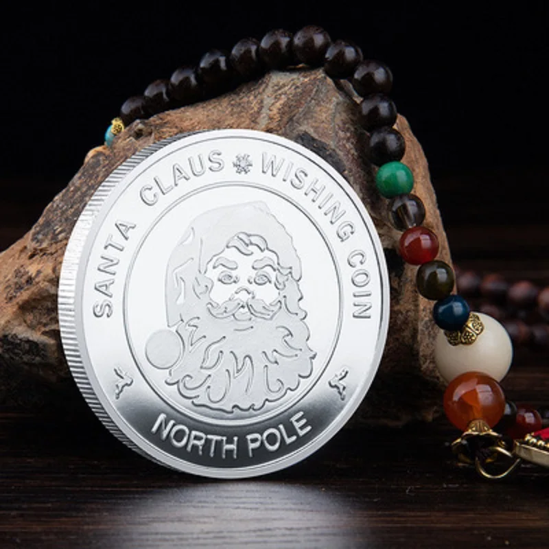 New Santa Claus Wishing Coin Collectible Gold Plated Souvenir Coin North Pole Collection Merry Christmas Gift Commemorative Coin