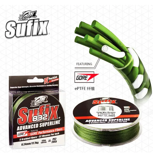 Imagen 1 del producto Sufix 832 trenzado 8X línea de pesca trenzada 120M/250M multifilamento súper fuerte 8 línea de pesca trenzada pesca de carpa pesca 13-86LB