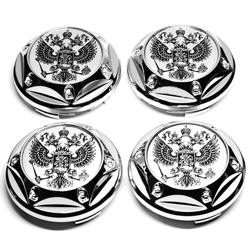 4Pcs/lot 68MM Car Styling Coat of Arms of Russia Eagle Emblem Car Wheel Hub Cap Automobiles Rim Decorating Logo Auto Accessories