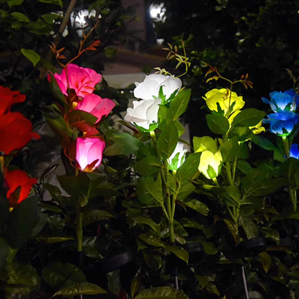 Outdoor Solar Lighting Rose Creative LED Solar Flower Light For Garden Decoration Waterproof Landscape Lawn Lamp For Patio Yard