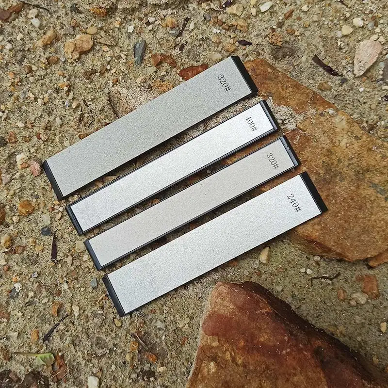 Set 3 Pierres à Aiguiser Diamant - Grains 80, 1200, 3000 Pour Couteaux, Ciseaux, Outils