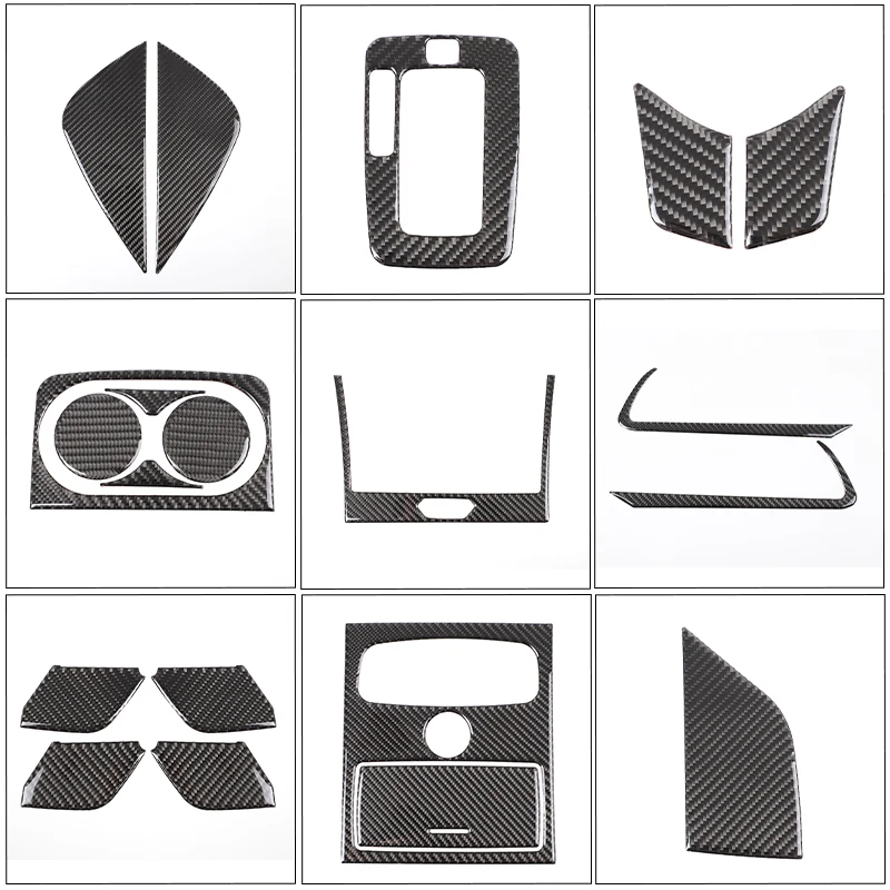 Adesivos decorativos para Ford Ranger Wildtrak, fibra de carbono macia, controle central interior, conjunto completo, acessórios para carro, 2015-2021