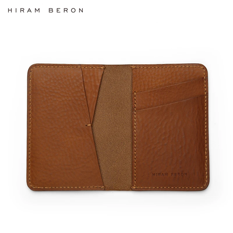 Hiram Beron Card Wallet Man Gift Italian Full Grain Vegetable Tanned Leather Vintage Look Credit Card Holder