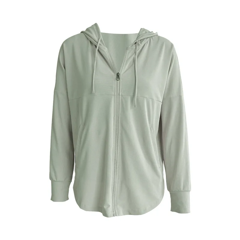 Summer Women Sports Jackets Thin Loose Zipper Yoga Hoodies Sun-Protective Fitness Jacket Running Tops Coat Gym Workout Outerwear