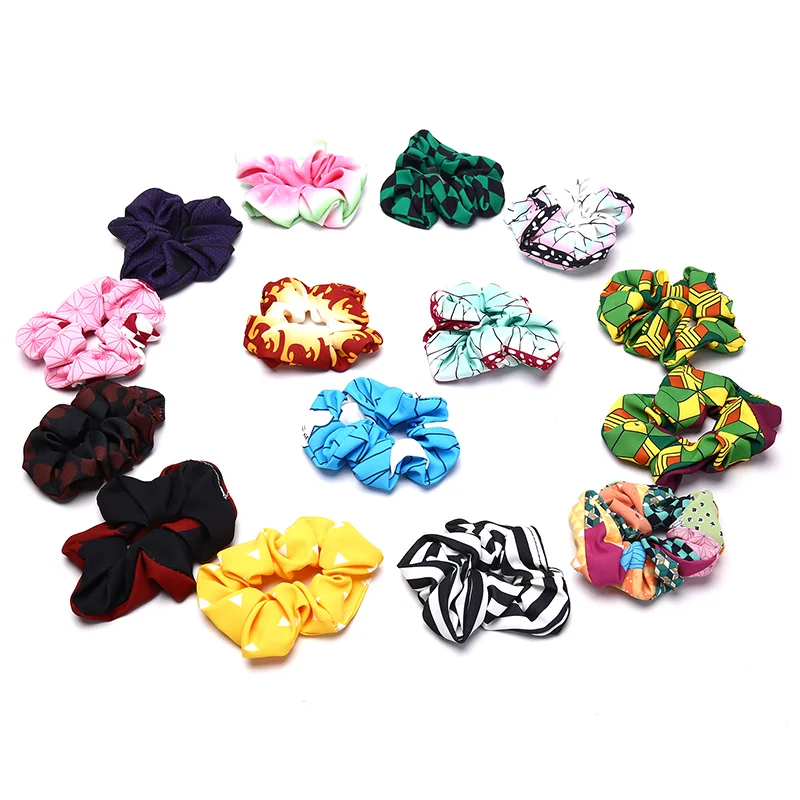 ผมคลิป Headdress แฟชั่น Demon Slayer: Kimetsu ไม่มี Yaiba Scrunchie Elastic Handmade HeadBands