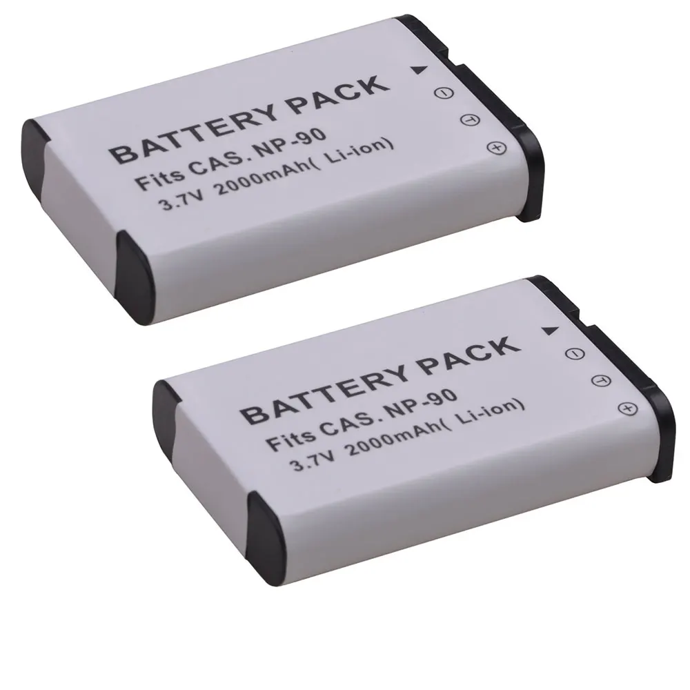 2000mAh NP-90 NP90 Battery for Casio Exilim EX-H10 EX-H15 EX-H20G EX-H20GBK EX-H20GSR EX-FH100 EX-FH100BK Camera