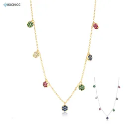 Kikichicc New 925 Sterling Silver Rainbow Colorful Women Chain Choker Luxury CZ Zircon Fashion Fine Jewelry For Rock Punk Party
